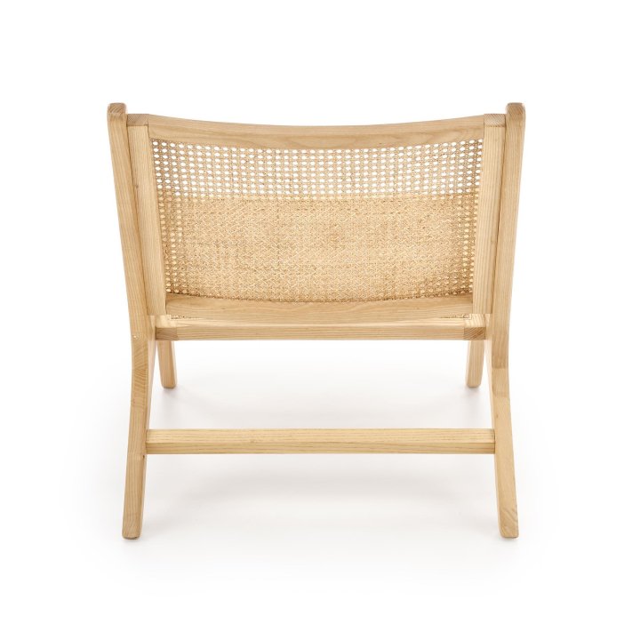 Fotel do salonu, w kolorze naturalnym w stylu boho, rattan naturalny