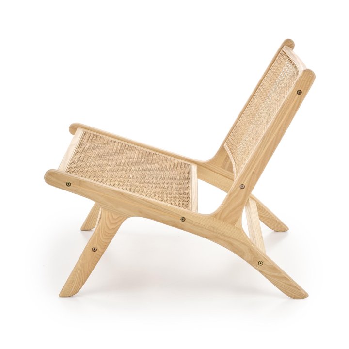 Fotel do salonu, w kolorze naturalnym w stylu boho, rattan naturalny