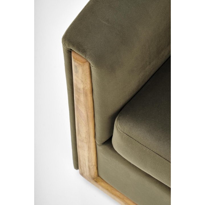 Klasyczny Fotel do salonu w tkaninie velvet, w kolorze zielonym, sklejka gięta