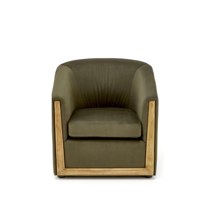 Klasyczny Fotel do salonu w tkaninie velvet, w kolorze zielonym, sklejka gięta