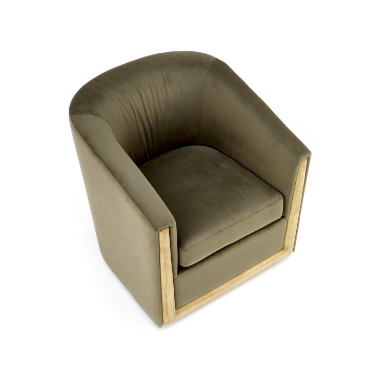 Klasyczny Fotel do salonu w tkaninie velvet, w kolorze zielonym, sklejka gięta