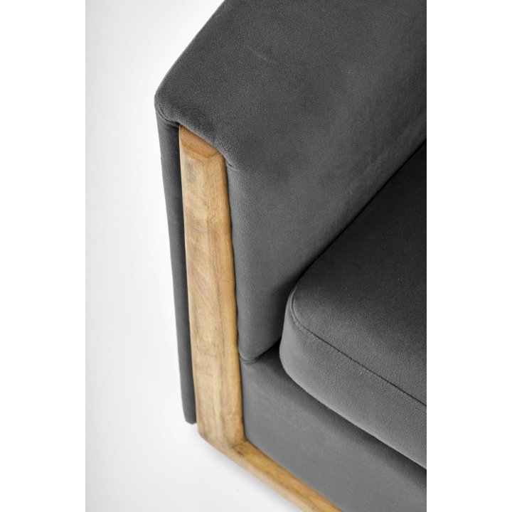 Klasyczny Fotel do salonu w tkaninie velvet, w kolorze popielatym, sklejka gięta