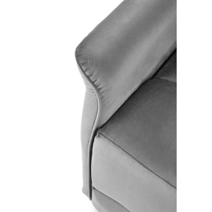 Fotel do salonu z funkcją elektrycznego rozkładania, gniazdo USB, kolor popielaty, tkanina velvet