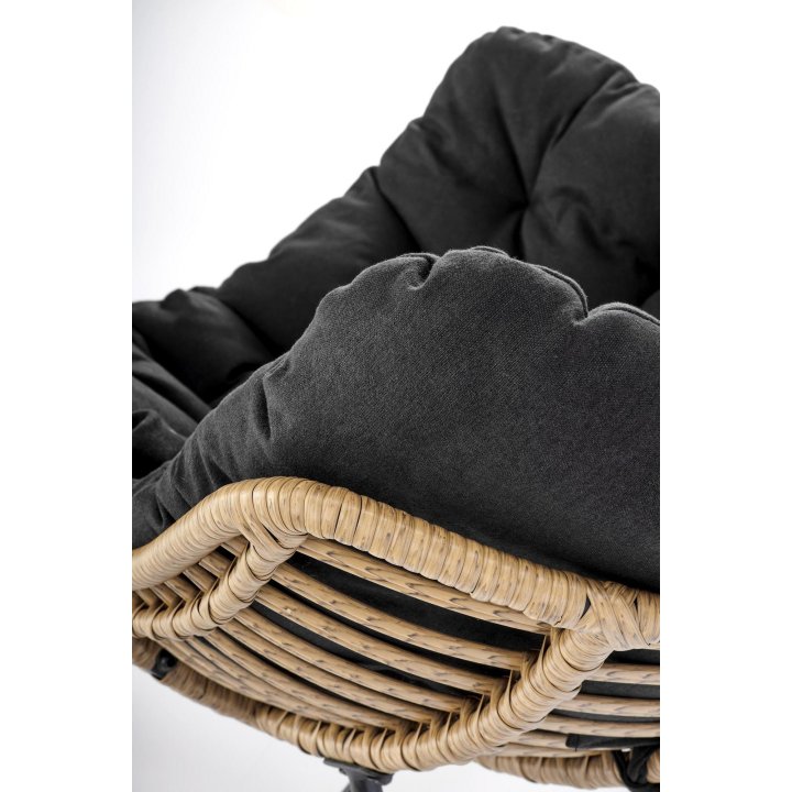 Fotel do salonu boho nowoczesny, kolor czarny i rattan syntetyczny