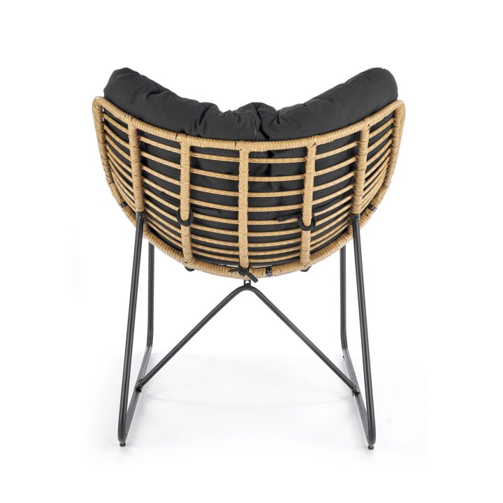 Fotel do salonu boho nowoczesny, kolor czarny i rattan syntetyczny