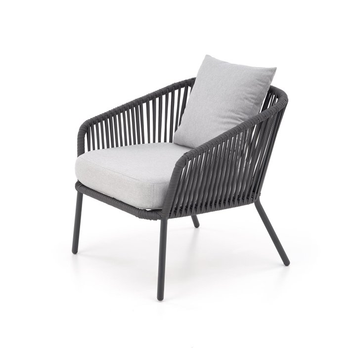 Zestaw ogrodowy skandynawski boho nowoczesny, kolor ciemny popiel, jasny popiel