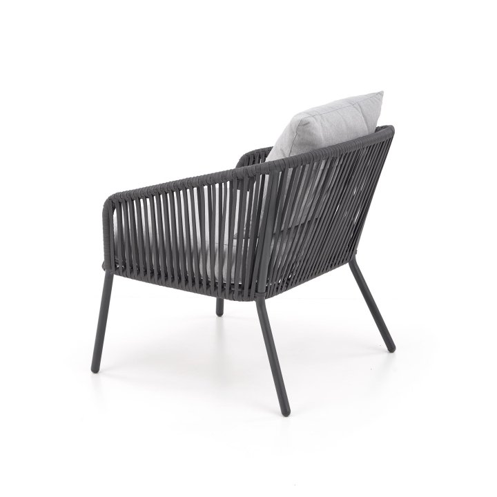 Zestaw ogrodowy skandynawski boho nowoczesny, kolor ciemny popiel, jasny popiel