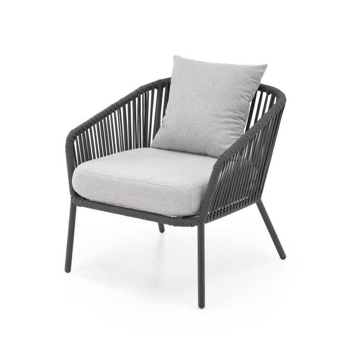 Zestaw ogrodowy skandynawski boho nowoczesny, kolor ciemny popiel, jasny popiel