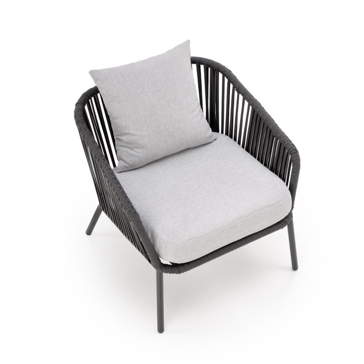 Zestaw ogrodowy skandynawski boho nowoczesny, kolor ciemny popiel, jasny popiel