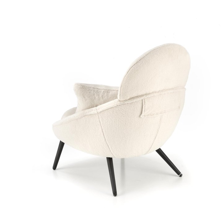 Fotel do salonu, nowoczesny, kolor kremowy z poduszkami na czarnych nogach