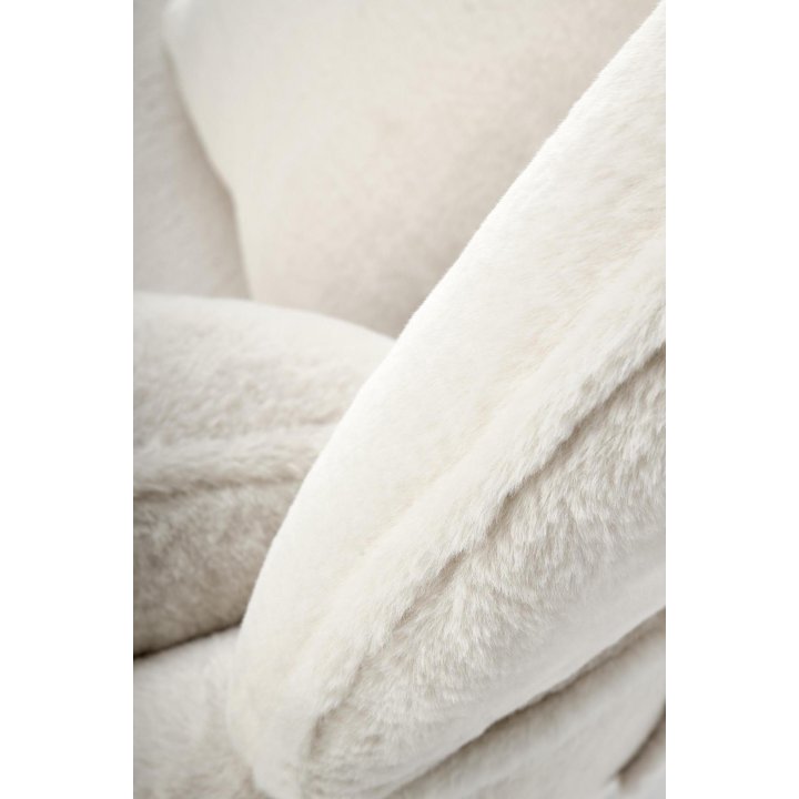 Fotel do salonu, nowoczesny, kolor kremowy z poduszkami na czarnych nogach