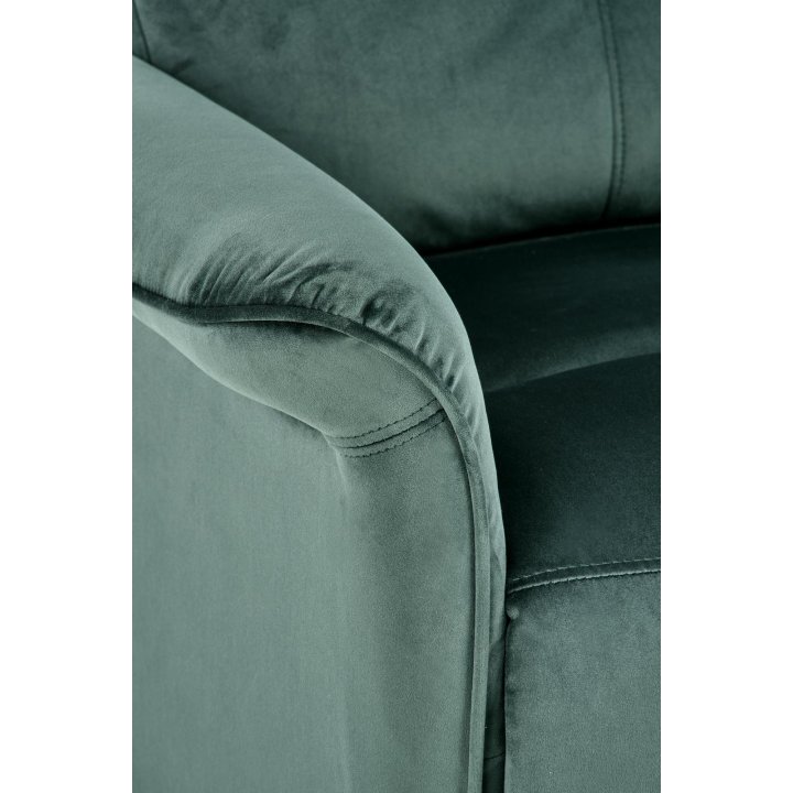 Fotel do salonu z funkcją elektrycznego rozkładania, gniazdo USB, kolor ciemny zielony, tkanina velvet