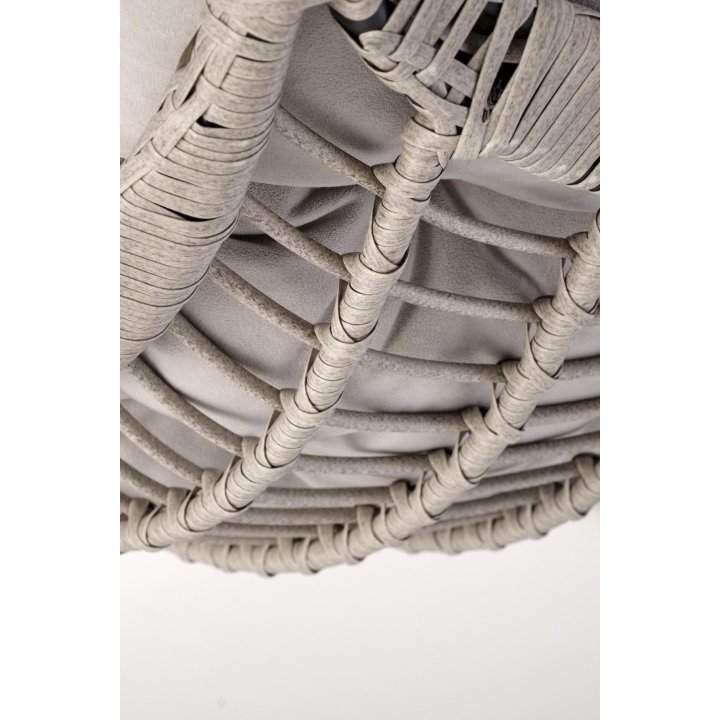 Fotel ogrodowy boho skandynawski, kolor jasny popiel, tkanina rattan syntetyczny, stal