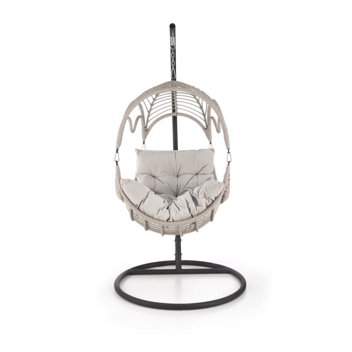 Fotel ogrodowy boho skandynawski, kolor jasny popiel, tkanina rattan syntetyczny, stal