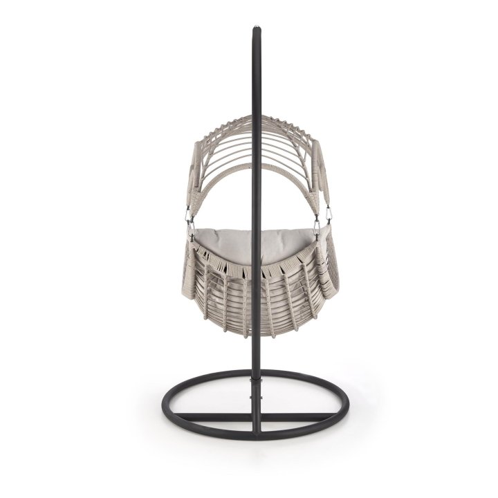 Fotel ogrodowy boho skandynawski, kolor jasny popiel, tkanina rattan syntetyczny, stal