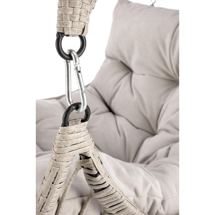 Fotel ogrodowy boho skandynawski, kolor jasny popiel, tkanina rattan syntetyczny, stal