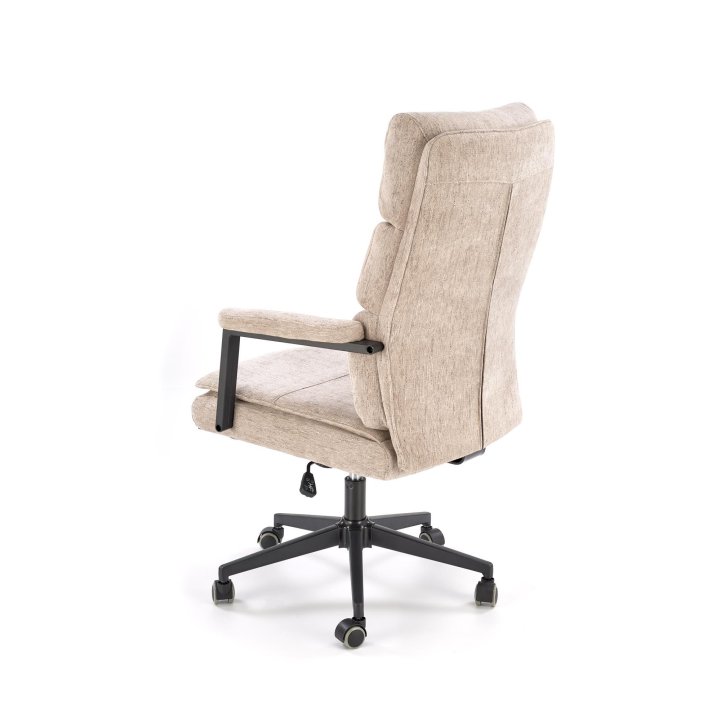 Fotel do biurka nowoczesny, beżowy, tapicerowany tkaniną, kółka kauczukowe