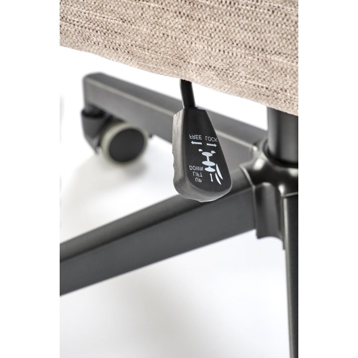 Fotel do biurka nowoczesny, beżowy, tapicerowany tkaniną, kółka kauczukowe