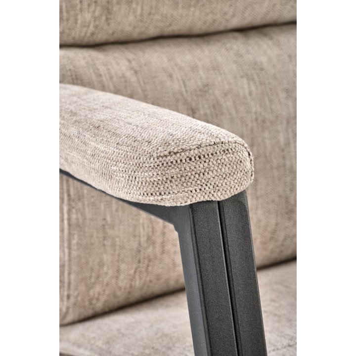 Fotel do biurka nowoczesny, beżowy, tapicerowany tkaniną, kółka kauczukowe