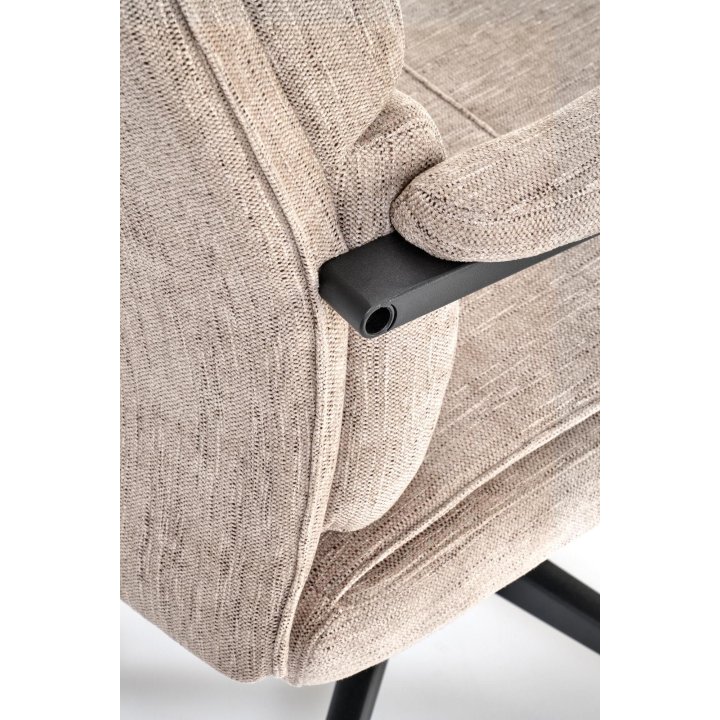 Fotel do biurka nowoczesny, beżowy, tapicerowany tkaniną, kółka kauczukowe