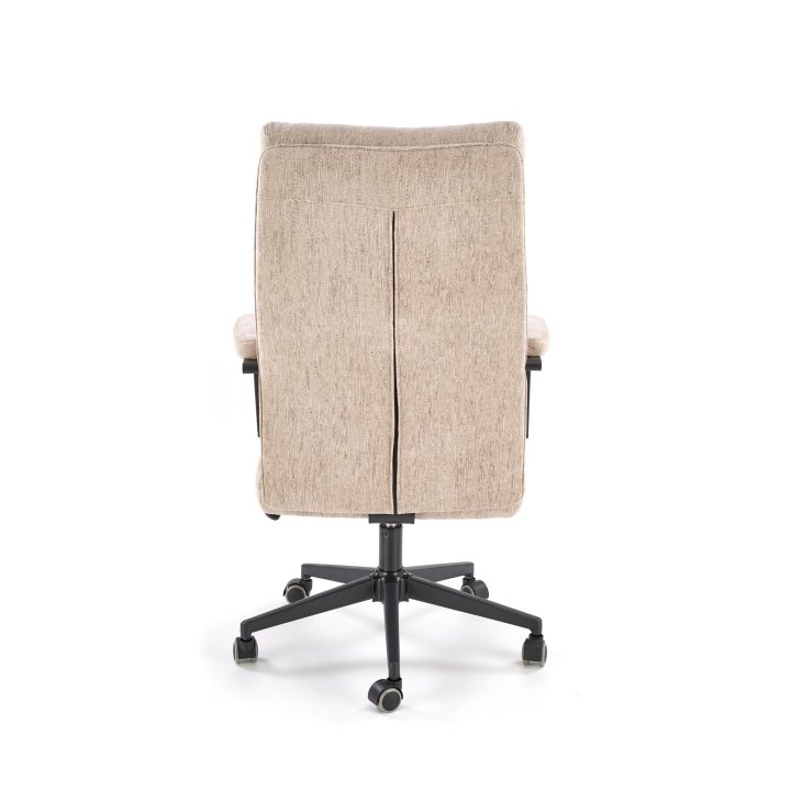 Fotel do biurka nowoczesny, beżowy, tapicerowany tkaniną, kółka kauczukowe