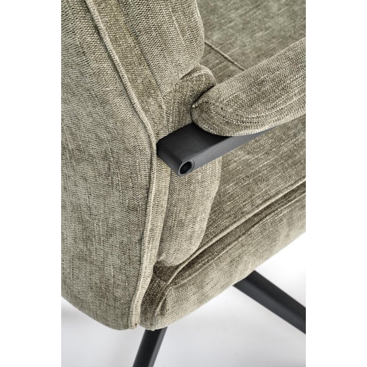 Fotel do biurka nowoczesny, oliwkowy, tapicerowany tkaniną, kółka kauczukowe