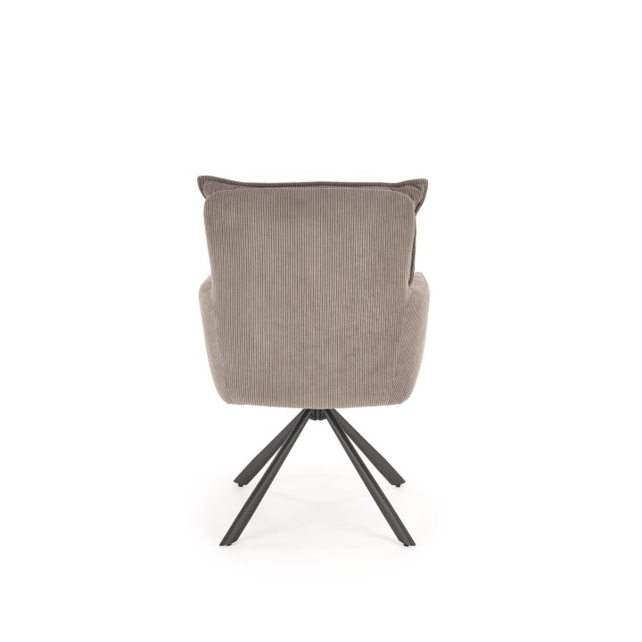 Krzesło popielate obrotowe do salonu z podłokietnikami i miękkim siedziskiem