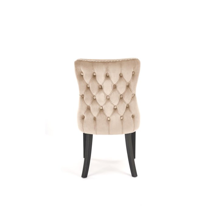 Krzesło do salonu beżowe tapicerowane z drewnianymi nogami