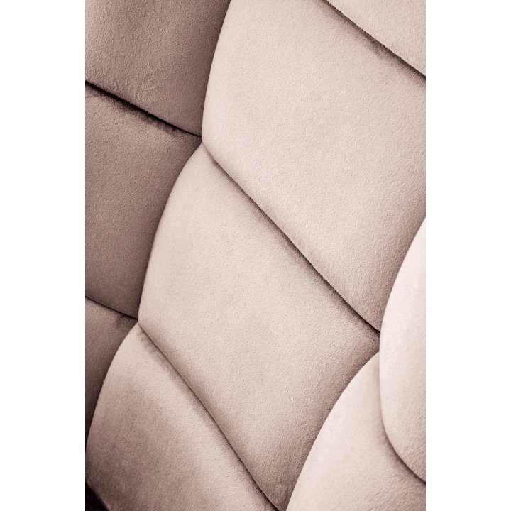 Fotel do salonu, bujany, nowoczesny, beżowy, na czarnych drewnianych płozach, tkanina velvet