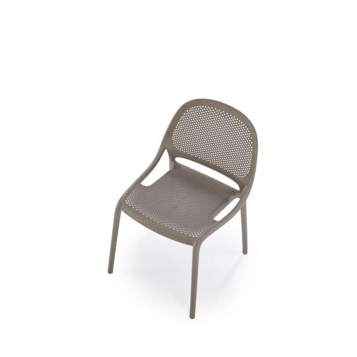 Khaki ażurowe krzesło plastikowe do kuchni z ergonomicznym oparciem