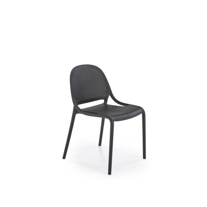 Czarne ażurowe krzesło do kuchni z ergonomicznym oparciem  - polipropylen
