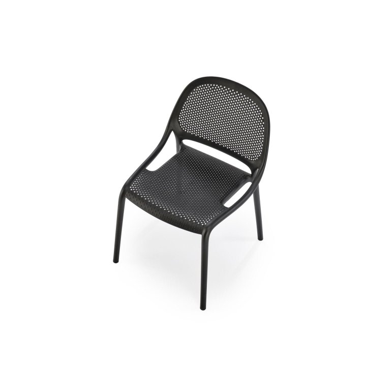 Czarne ażurowe krzesło do kuchni z ergonomicznym oparciem  - polipropylen