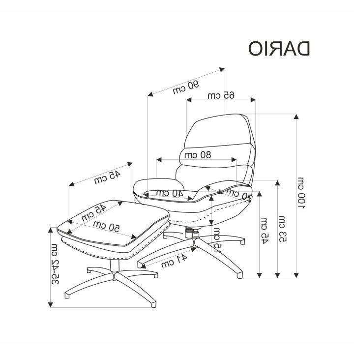 Niebieski fotel z podnóżkiem i funkcją kołysania na czarnym krzyżaku
