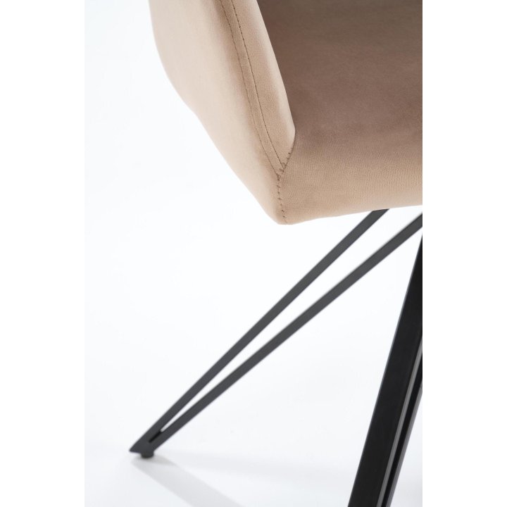 Beżowe obrotowe krzesło do salonu z pikowanym oparciem - 360° obrót