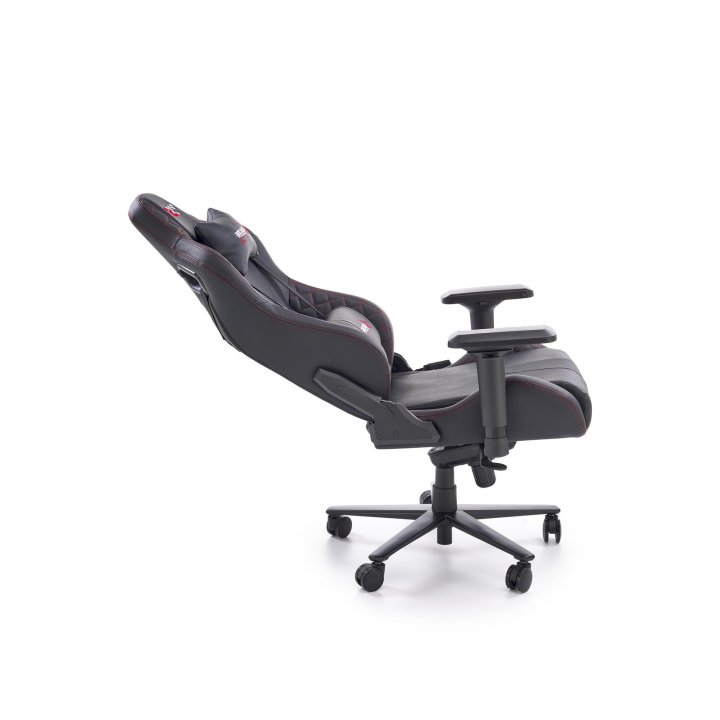 Nowoczesny Fotel dla gracza, z poduszkami na kark i lędźwie, regulowane podłokietniki, kolor czarny, eko skóra