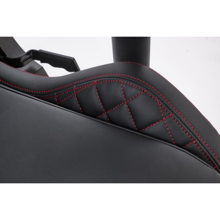 Nowoczesny Fotel dla gracza, z poduszkami na kark i lędźwie, regulowane podłokietniki, kolor czarny, eko skóra