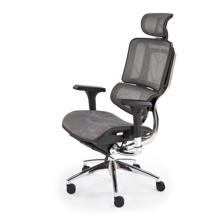 Ergonomiczny Fotel do biurka, nowoczesny, loft, z siatkowym oparciem i zagłówkiem oraz wsparciem lędźwiowym, zagłówek i podłokietniki regulowane