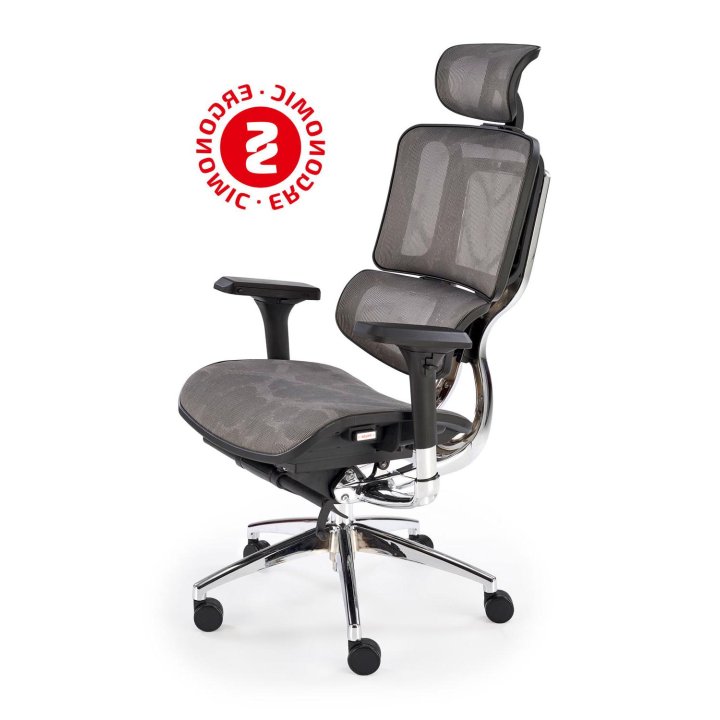 Ergonomiczny Fotel do biurka, nowoczesny, loft, z siatkowym oparciem i zagłówkiem oraz wsparciem lędźwiowym, zagłówek i podłokietniki regulowane