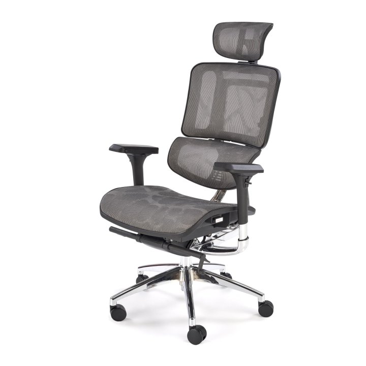 Ergonomiczny Fotel do biurka, nowoczesny, loft, z siatkowym oparciem i zagłówkiem oraz wsparciem lędźwiowym, zagłówek i podłokietniki regulowane