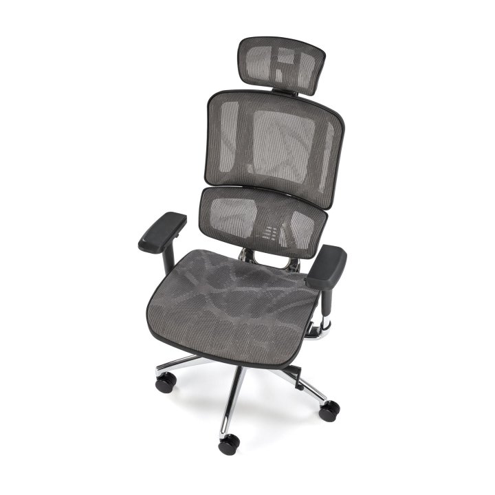 Ergonomiczny Fotel do biurka, nowoczesny, loft, z siatkowym oparciem i zagłówkiem oraz wsparciem lędźwiowym, zagłówek i podłokietniki regulowane