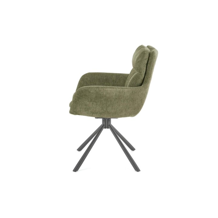 Stylowe - oliwkowe krzesło do salonu z funkcją obrotu 180° - wygodne i eleganckie
