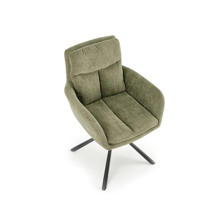 Stylowe - oliwkowe krzesło do salonu z funkcją obrotu 180° - wygodne i eleganckie