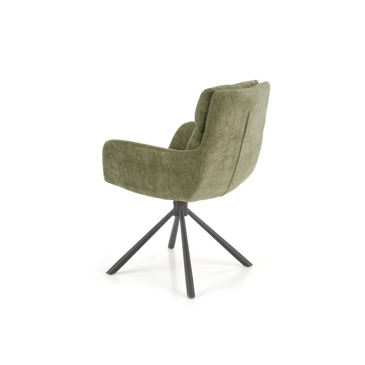Stylowe - oliwkowe krzesło do salonu z funkcją obrotu 180° - wygodne i eleganckie