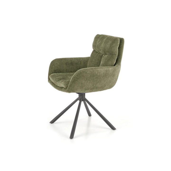 Stylowe - oliwkowe krzesło do salonu z funkcją obrotu 180° - wygodne i eleganckie