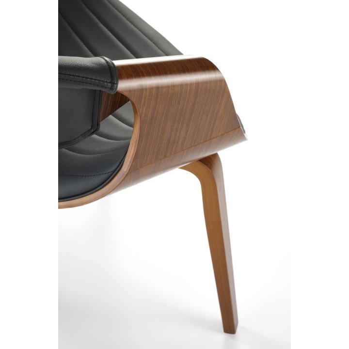 Krzesło do salonu z orzechową drewnianą ramą i ciemnoszarym siedziskiem - nowoczesny design