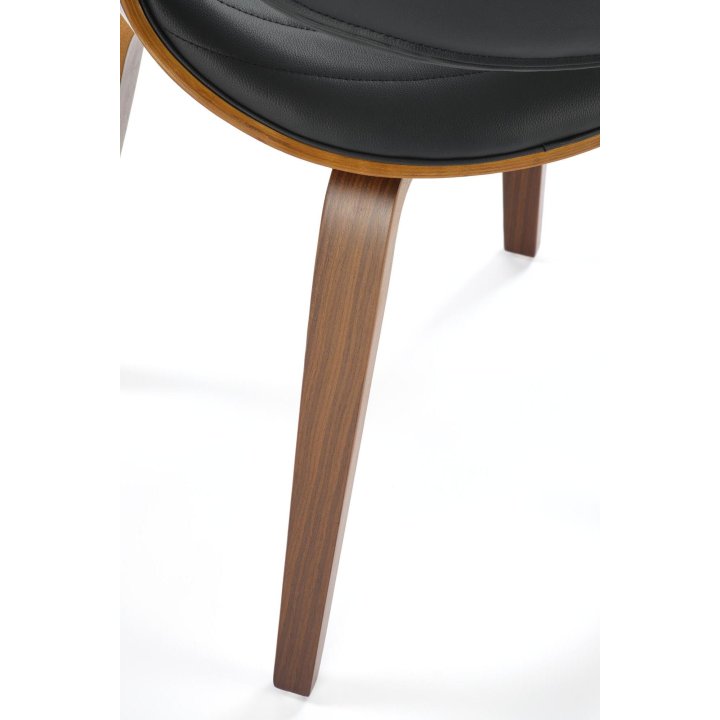 Krzesło do salonu z orzechową drewnianą ramą i ciemnoszarym siedziskiem - nowoczesny design