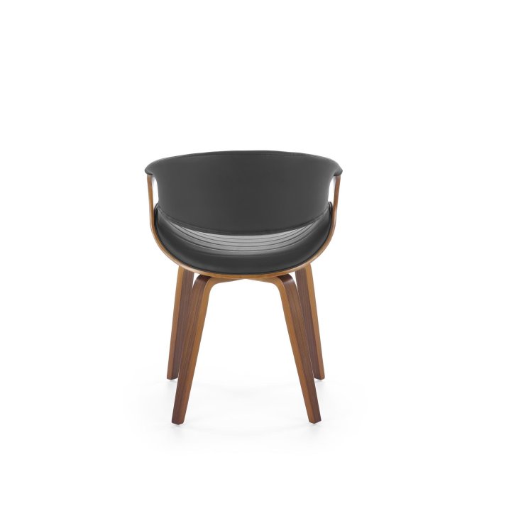Krzesło do salonu z orzechową drewnianą ramą i ciemnoszarym siedziskiem - nowoczesny design