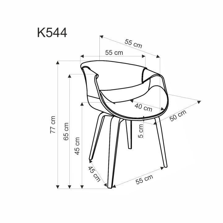 Krzesło do salonu z orzechową drewnianą ramą i ciemnoszarym siedziskiem - nowoczesny design