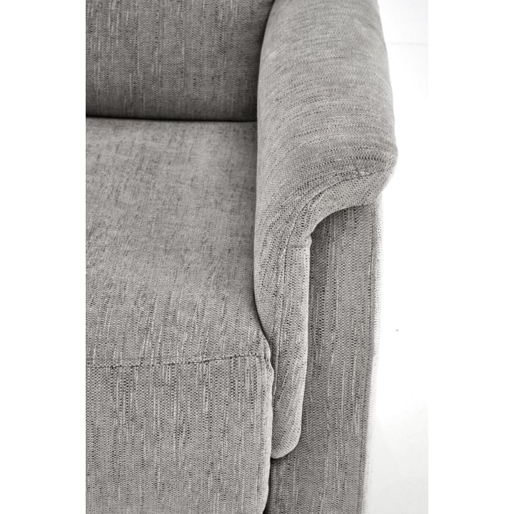 Fotel do salonu, rozkładany, funkcja relax, miękka tkanina kolor popielaty