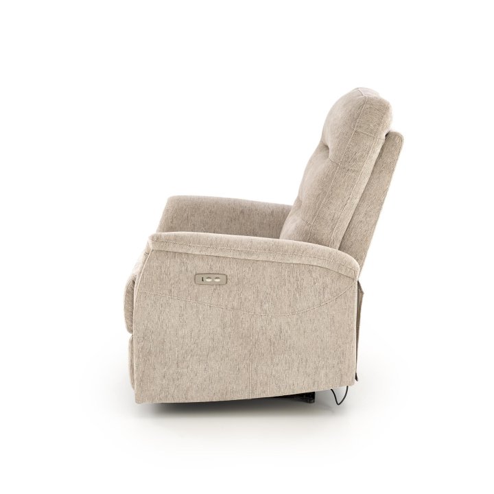 Fotel do salonu, rozkładany, funkcja relax, miękka tkanina kolor beżowy